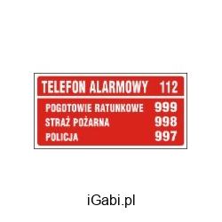 ZNAK TELEFONY ALARMOWE